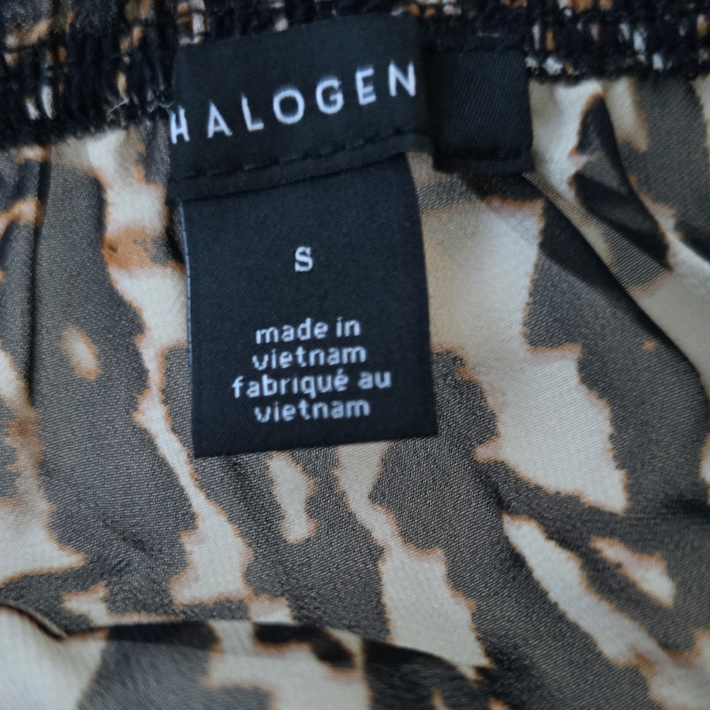 EUC Halogen Tan and Brown Sheer Blouse Top, Size Small - Picture 2 of 7